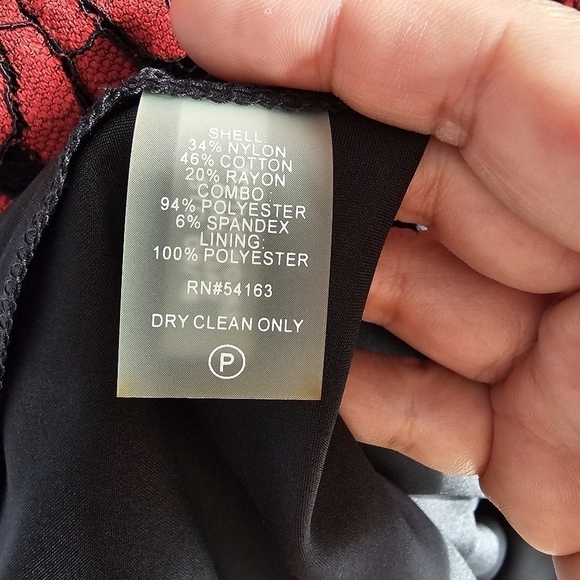 Tommy Hilfigure A-Line Fit & Flare Floral Mini Lace Dress - Red & Black - Size 6 - Picture 6 of 7